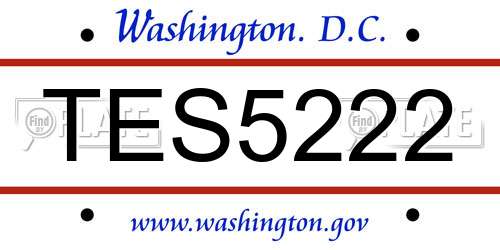 TES5222 District Of Columbia License Plate