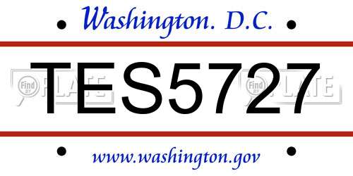 TES5727 District Of Columbia License Plate