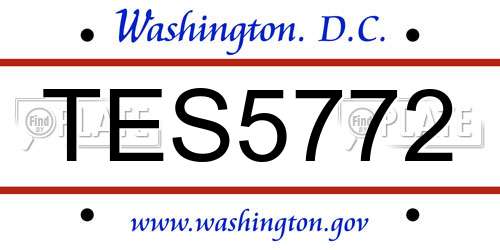 TES5772 District Of Columbia License Plate