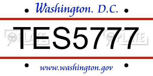 TES5777 District Of Columbia License Plate
