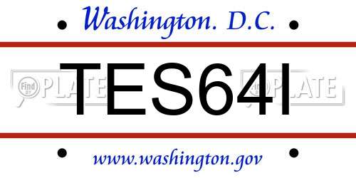 TES64I District Of Columbia License Plate