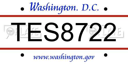 TES8722 District Of Columbia License Plate