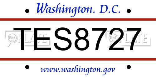TES8727 District Of Columbia License Plate