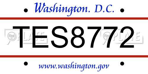 TES8772 District Of Columbia License Plate