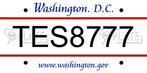 TES8777 District Of Columbia License Plate