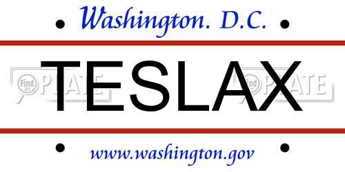 TESLAX District Of Columbia License Plate