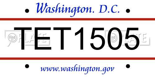 TET1505 District Of Columbia License Plate