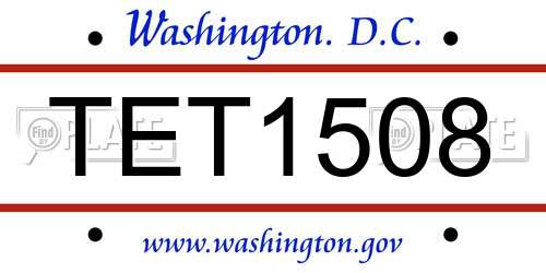 TET1508 District Of Columbia License Plate