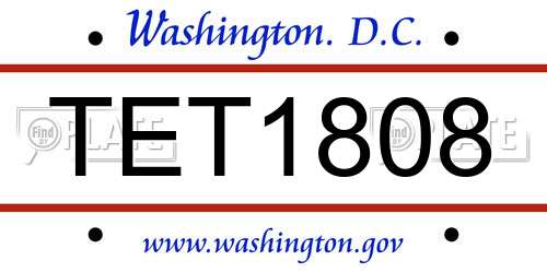 TET1808 District Of Columbia License Plate