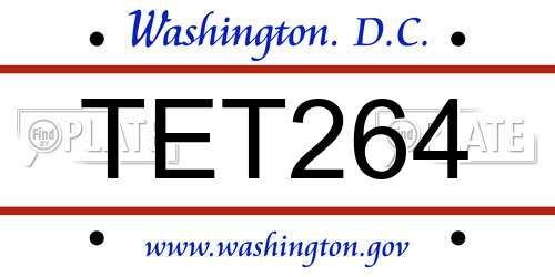 TET264 District Of Columbia License Plate