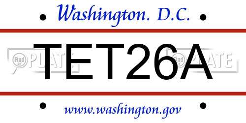 TET26A District Of Columbia License Plate