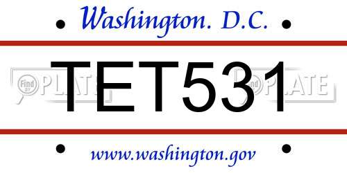 TET531 District Of Columbia License Plate