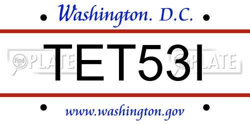TET53I District Of Columbia License Plate