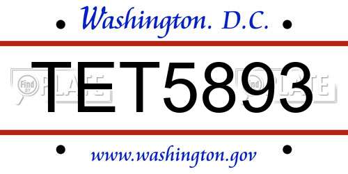 TET5893 District Of Columbia License Plate