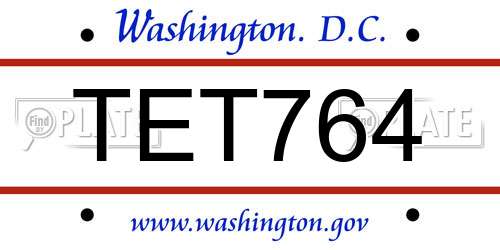 TET764 District Of Columbia License Plate