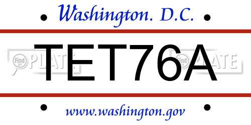 TET76A District Of Columbia License Plate