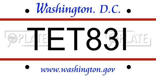 TET83I District Of Columbia License Plate