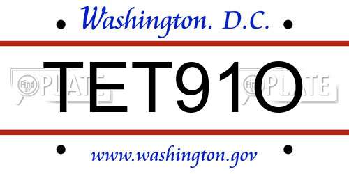 TET91O District Of Columbia License Plate