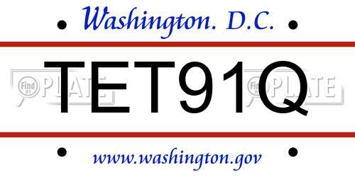 TET91Q District Of Columbia License Plate