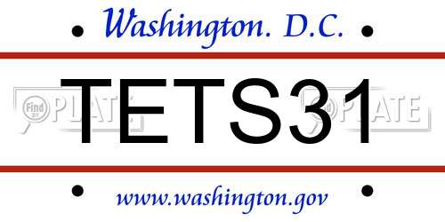 TETS31 District Of Columbia License Plate