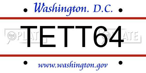 TETT64 District Of Columbia License Plate