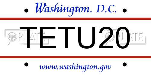 TETU20 District Of Columbia License Plate