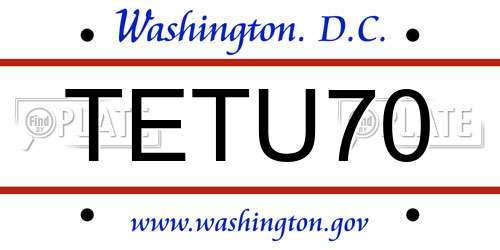 TETU70 District Of Columbia License Plate