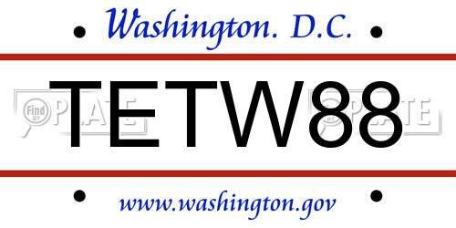 TETW88 District Of Columbia License Plate