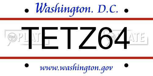 TETZ64 District Of Columbia License Plate