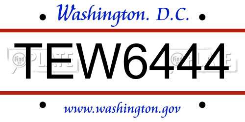 TEW6444 District Of Columbia License Plate