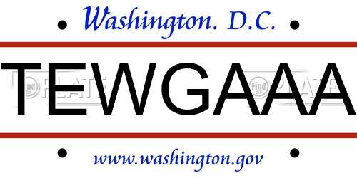 TEWGAAA District Of Columbia License Plate