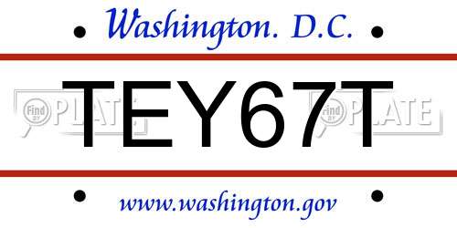TEY67T District Of Columbia License Plate
