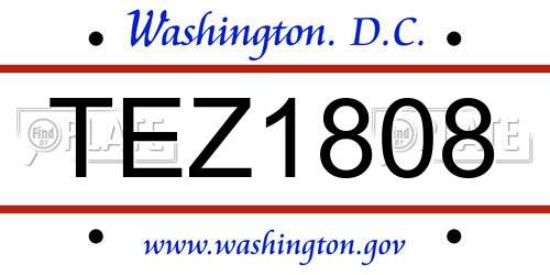 TEZ1808 District Of Columbia License Plate