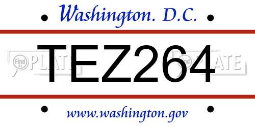 TEZ264 District Of Columbia License Plate