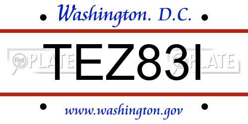 TEZ83I District Of Columbia License Plate