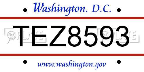 TEZ8593 District Of Columbia License Plate