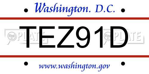 TEZ91D District Of Columbia License Plate