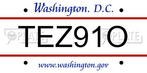 TEZ91O District Of Columbia License Plate