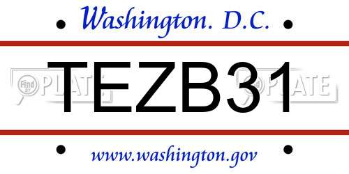 TEZB31 District Of Columbia License Plate