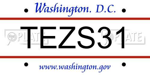 TEZS31 District Of Columbia License Plate
