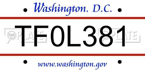 TF0L381 District Of Columbia License Plate