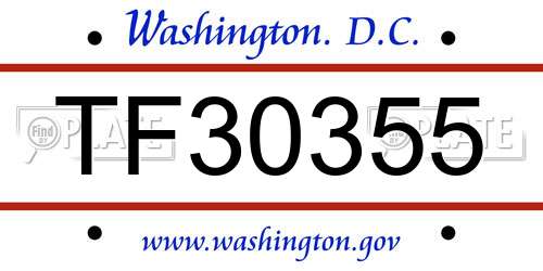 TF30355 District Of Columbia License Plate