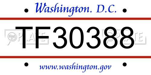 TF30388 District Of Columbia License Plate