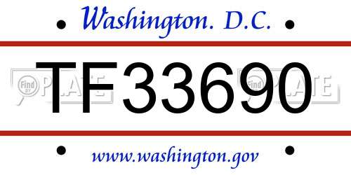 TF33690 District Of Columbia License Plate