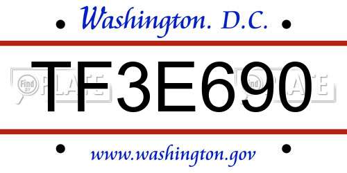TF3E690 District Of Columbia License Plate