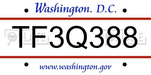 TF3Q388 District Of Columbia License Plate