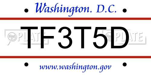 TF3T5D District Of Columbia License Plate