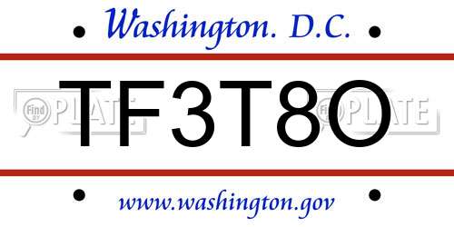 TF3T8O District Of Columbia License Plate