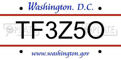 TF3Z5O District Of Columbia License Plate