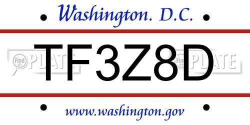 TF3Z8D District Of Columbia License Plate